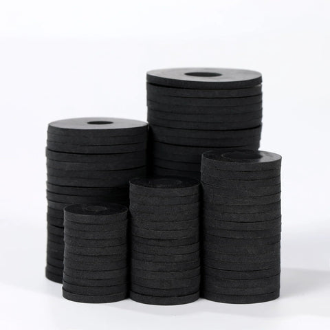 Stacked 120Pcs Flat Rubber Washers Set 5 Sizes 16 18 20 25 30mm Black Sealing Washers