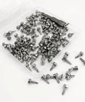 Clear box of 120PCS #8 x 1/2 Inch Sheet Metal Screws 410 Stainless Steel Hex Washer Head Fast Self Tapping Screws Silver with Driver Bit.