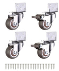 1.25 Inch L Shaped Plate Swivel Caster With Brake Rubber Wheel Side Mount For Smooth Silent Movement Heavy Duty Load Capacity 120 Lb Suitable For Flower Stands Furniture Bookshelves Set Of 4 with screws visible