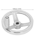 125mm Diameter Rotary Handwheel With 12mm ID Bore Cast Iron Chrome Plated Three Spoke Hand Crank Revolving Handwheel