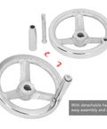125mm Diameter Rotary Handwheel With 12mm ID Bore Cast Iron Chrome Plated Round Hand Wheel Detachable Hand Crank