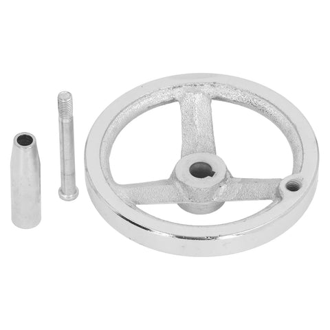 125mm Diameter Rotary Handwheel With 12mm ID Bore Cast Iron Chrome Plated Round Hand Wheel Detachable Hand Crank for Lathes