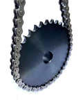 12.7mm Pitch Roller Chain Sprocket 36 Teeth, 1 Inch Bore, B Type, Hardened Rust Resistant Teeth, 0.25 Inch Keyway With Two Setscrews at 90 Degrees, Made From AISI 1045 Steel Heat Treated to HRC 38 42, RHKING
