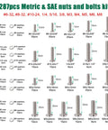 Twidec/2002PCS 304 Stainless Steel Hardware Assortment Kit, Metric & SAE nuts and bolts kit layout with various sizes and types.