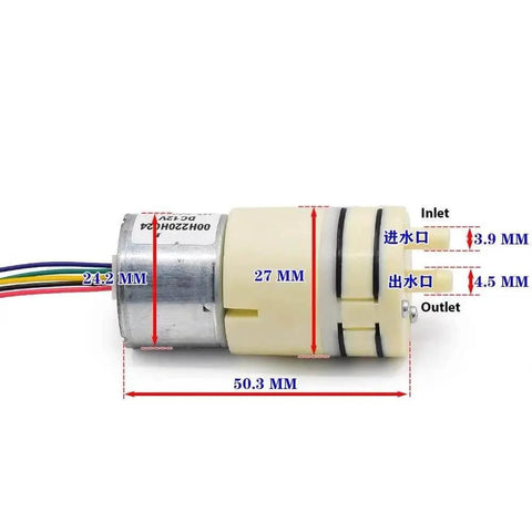 12V Brushless Starter Pump For Water Systems With Diaphragm Metering And Self Priming Control, Lightweight 45g, side view