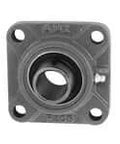Front view of Single 1-1/16 in Narrow Set-Screw 4-Bolt Flange Ball Bearing with Cast Iron Housing, Contact Seal, Relubricatable, Set Screw Lock