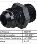 12AN Flare To AN12 ORB Male Fitting Adapter Set 2 Pack Aluminum 6061 T6 With NBR O Ring Seals For High Pressure Up To 1500 PSI