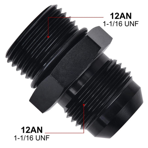 12AN Flare To AN12 ORB Male Fitting Adapter Set 2 Pack Aluminum 6061 T6 With NBR O Ring Seals For High Pressure Up To 1500 PSI