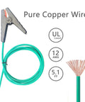 Portable Ground Rod Kit With Half Inch Diameter Eighteen Inch Rod And Five Point One Foot Twelve AWG UL Listed Ground Wire Close-up