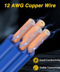 Close-up of 12 AWG copper wires showing good conductivity and stable transmission.