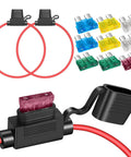 2 Pack 12 AWG Inline Fuse Holders with Waterproof Cap for 11.8 Inch 12V ATC ATO Blade Fuses 15A 20A 25A 30A 40A Ideal for Marine Golf Cart Lighting Circuits Auto RV Wiring