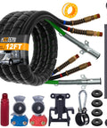 12 Ft 3 In 1 ABS Air Brake Hoses Kit For Semi Trucks Used By Truckers With Tender Spring Gladhands Handles Holder Stainless Steel Clamps And 4 Gladhand Seals Plus 7 Way Trailer Cord Set For Tractor Trailer Applications