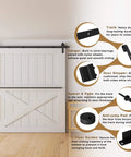 12FT Sliding Barn Door Hardware Kit for Single Doors up to 72 Inch, Heavy Duty Carbon Steel Track with Smooth Quiet Nylon Rollers diagram