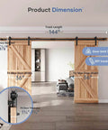 12 FT Double Door Sliding Barn Door Hardware Track Kit with Straight Pulley, fits two 36 inch doors, installed in modern interior
