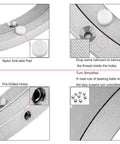 Details of 12 Inch Aluminum Lazy Susan Turntable Bearing: anti-skid pad, lubricant, pre-drilled holes, and ball bearings for smooth rotation.
