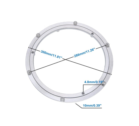 12 Inch Aluminum Heavy Duty Lazy Susan Turntable Bearing dimensions, Round Swivel Plate Hardware for Dining Tables, Smooth Rotating Base
