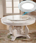 12 Inch Aluminum Heavy Duty Lazy Susan Turntable Bearing on a dining table, highlighting the round swivel plate and smooth rotating base.