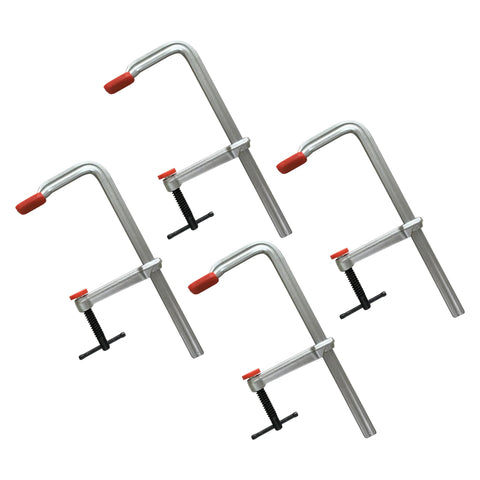 Heavy Duty 12 Inch Bar Clamp Set Four Pack Drop Forged Steel F Clamps With 600 Lb Load Capacity And 3-5/32 Inch Throat