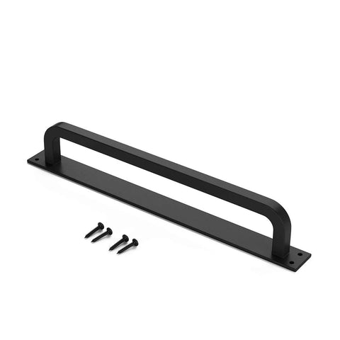 Antique Rustic 12 Inch Barn Door Handle Black Flush Long Base Pull For Gate Shed Garage Heavy Duty Solid Steel With Frosted Black Surface