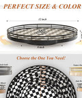 12 Inch Round Black And White Checkered Lazy Susan Turntable with iron frame, shown with dimensions and color options for kitchen use.