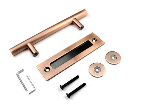12 Inch Sliding Barn Door Handle Heavy Duty Pull And Flush Set With Rustic Two Side Design Antique Copper Finish for kitchen