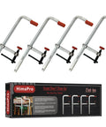 Heavy Duty 12 Inch Bar Clamp Set Four Pack Drop Forged Steel F Clamps With 600 Lb Load Capacity And 3-5/32 Inch Throat