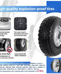 Exploded view of 12 Inch Flat Free Solid Tire and Wheel Assemblies, 410/350-6 Polyurethane Replacement Tires, 3.5 Inch Wide, Silver