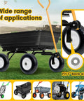 Garden cart with 12 Inch Flat Free Solid Polyurethane Tire and Wheel, Black All Purpose Replacement with 1 Inch Bore.