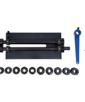 12 Inch Gear Drive Bead Roller Machine With Bench Mount Manual Bending 6 Dies Kit laid out with accessories for metal projects