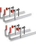 Heavy Duty 12 Inch Bar Clamp Set Four Pack Drop Forged Steel F Clamps With 600 Lb Load Capacity And 3-5/32 Inch Throat
