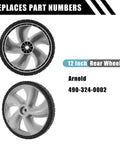 12x1.75 Inch Lawn Mower Rear Wheels 2 Pack Replacement for Craftsman 490-324-0002, shown as two plastic wheel images with hub details