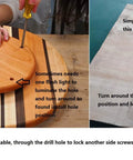 Installation process of 12 Inch Lazy Susan Base Only For Glass Granite Or Wood Tables with a wooden top and drilling instructions.