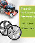 12 Inch Rear Wheel Replacement for Arnold 490-324-0002 load-bearing info, two plastic lawn mower wheels shown with weight capacity