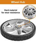 Close-up of 12 Inch Lawn Mower Rear Wheel hub, highlighting hard material for wear resistance. Part of 12 Inch Lawn Mower Rear Wheels 2 Pack Replacement for Arnold 490-324-0002.
