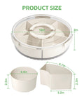 Divided Rotating Serving Tray With Lid And Handle 12 Inch Clear Lazy Susan Organizer showing size and compartments