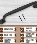 12 Inch Round Rustic Barn Door Handle Black Steel Pull for Sliding Doors and Indoor Outdoor Use Easy Install, with screws