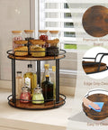 12.2 Inch Wood Lazy Susan Turntable Organizer With Two Tiers For Cabinet Kitchen Countertop Pantry And Bathroom Storage