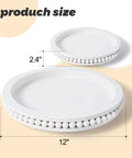 12 Inch White Beaded Lazy Susan Turntable for Tabletop and Countertop with 2.4-inch height, wooden decorative kitchen organizer