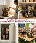 12 Inch Wood Lazy Susan Organizer for Cabinet With Double Layer Rotating Design and Plum Blossom Shape; kitchen use scenarios.