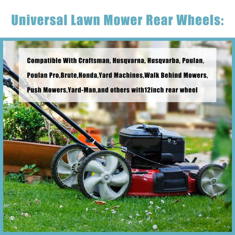 Walk-behind mower with 12x1.75 inch lawn mower rear wheels, compatible with Craftsman, Poulan, Husqvarna, Yard Machines