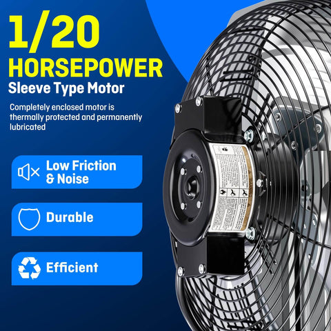 Close-up of the motor of Beefy 12 Inch Wall Mounted Shutter Exhaust Fan With Automatic Shutter Built In Thermostat And Variable Speed Controller 960 CFM 0.6A Covers Up To 1400 Sq Ft Heavy Duty Silver Ventilation For Garage And Shop
