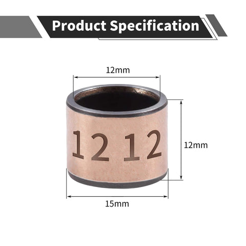 Five Pack Sleeve Bearings With 12mm Bore, 15mm OD And 12mm Length Oilless Bronze Sintered Bushings For Printing, Textile And Hydraulic Transport Equipment, No Oil Needed, Low Friction, Quiet Operation, Durable Bushings
