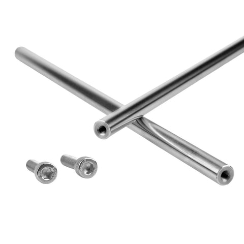 12mm Chrome Plated Linear Rods 450mm Long, 2pcs Solid Linear Motion Shafts with M6 Internal Threaded Ends, side view with bolts