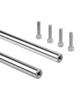 12mm Chrome Plated Linear Rods 450mm Long, 2pcs Solid Motion Shafts with M6 Internal Threaded Ends and mounting bolts, front view