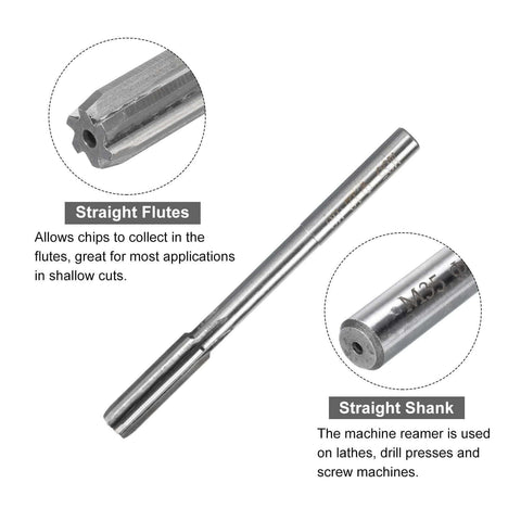 12mm H8 Chucking Reamer For Metal And Wood Holes With 10mm Shank 90mm Shank Length 130mm Overall Length Straight Flute M35 High Speed Steel Tool