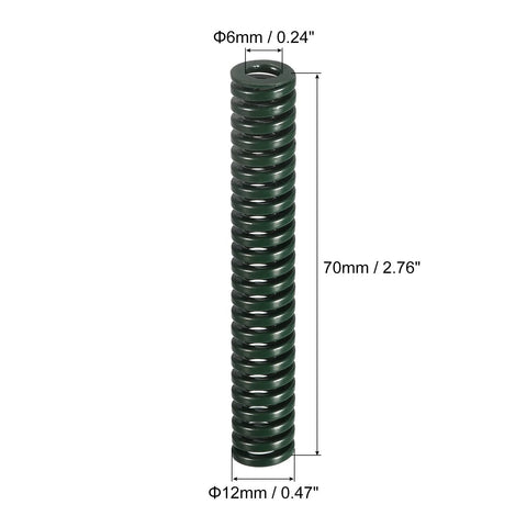 Heavy Duty 12mm Outer Diameter Die Springs 70mm Long 2 Pack Green For 3D Printers And Die Machinery Spiral Stamping Compression Mould Springs