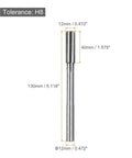 12mm H8 Chucking Reamer For Metal And Wood Holes With 10mm Shank 90mm Shank Length 130mm Overall Length Straight Flute M35 High Speed Steel Tool For Precise Hole Reaming And Smooth Finish