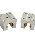 12mm Linear Bearing Block Set For SBR12 Rail, Pro Grade 2 Pack Open Slide Blocks, aluminum alloy body, close-up view