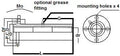 Technical diagram of ✝️ TRF12UUE NB 12mm Slide Bush Bushings Miniature Motion Linear Bearing with measurements and optional grease fitting.