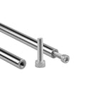 12mm Chrome Plated Linear Rods 300mm Long, 2pcs Solid Linear Motion Shafts with M6 Internal Threaded Ends, side view with bolts
